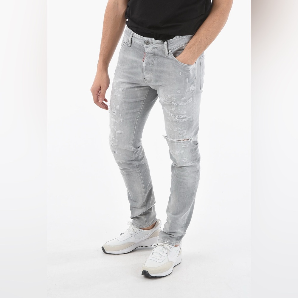 DSquared2 Cool Guy Light Grey Distressed Skinny Fit Jeans Size 50 (33/26)